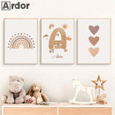Axyaa Rainbow Flower Sun Heart Nursery Canvas Art Print Kid Room Decor