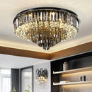 Axyaa Crystal Ceiling Chandelier: Modern, Luxury, Gold Round Lighting Fixture