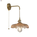 Axyaa Amber Vintage LED Wall Light Glass Copper Pull Chain Switch Bedside Lamp