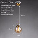Axyaa Vintage Glass Globe Pendant Light Trio in Clear, Smoke Gray, or Amber