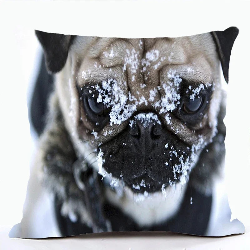 French Bulldog & Pug Dog Pillowcase by Axyaa - Decorative Animal Polyester Cushion Cover