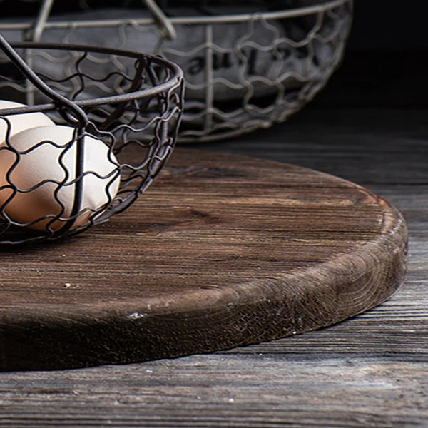 Axya Retro Log Round Chopping Board - Home Decor, Photography Props & Cutting Board Holder