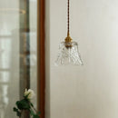 Axyaa Brass LED Pendant Light Clear Glass Chandelier for Kitchen Island Wabi Sabi Luxe Hanging Lamp