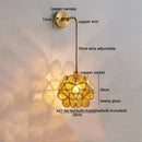 Axyaa Copper Glass LED Wall Lamp Sconce with Pull Chain Switch