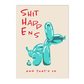 Axyaa Black Balloon Dog Canvas Painting with 'Shit Happens' Quote Wall Art