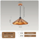 Axyaa Walnut Wood LED Minimalist Chandelier Straw Hat Pendant Lights