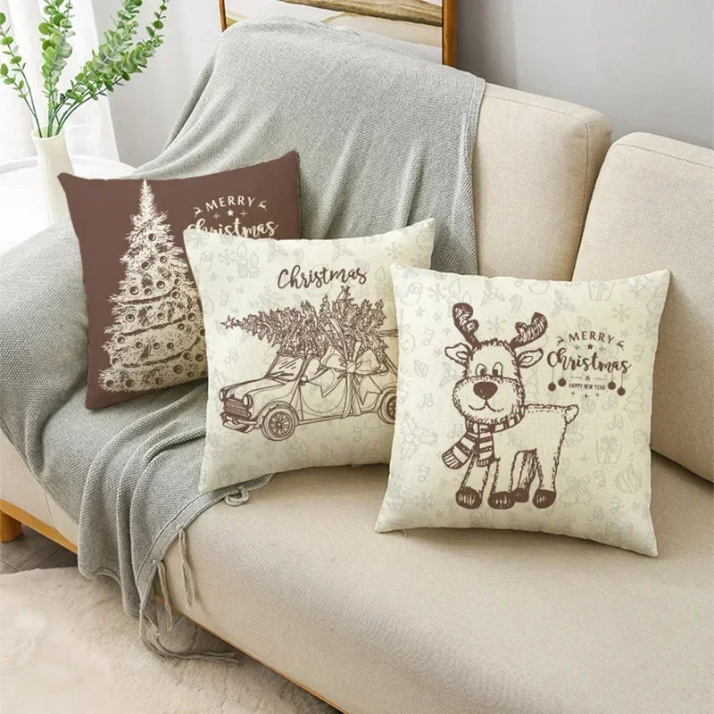 Axyaa Christmas Linen Cushion Cover Merry Gifts 18*18in