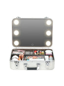 Axyaa 3 Color Makeup Case with Mirror, Lights, and LED Jewelry Box Organizer