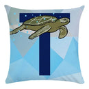 Axyaa Blue Letter Animal Print Pillowcase - Super Soft Peach Skin - Fashion Cushion Cover