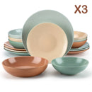 Axyaa Stoneware Tableware Set, Embossed, Service for 4/8/12