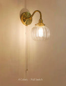 Axyaa Brass Wall Sconce with Multicolor Glass Globe – Modern Bedroom Wall Light