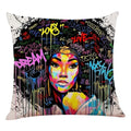 Axyaa African Women Face Print Cushion Cover - 45x45cm Home Decor Pillowcase