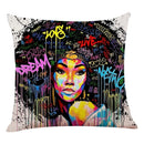 Axyaa African Women Face Print Cushion Cover - 45x45cm Home Decor Pillowcase