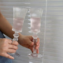 Axyaa Ribbed Glass Goblet & Flutes Set for Elegant Occasions