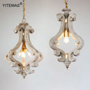 Retro Wooden Chandelier Pendant Light for Kitchen Dining Room by Axyaa