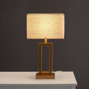 Axyaa Brass Rectangle Table Lamp with Fabric Shade - Nordic E27 Bulb