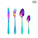 Axyaa 24pc Colorful Stainless Steel Tableware Set for Family & Restaurant