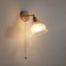 Axyaa Clear Glass Wall Light Fixture with Pull Chain Switch & LED Rotation