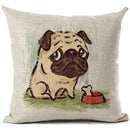 Square Linen Pug French Bulldog Pillow Cover by Axyaa