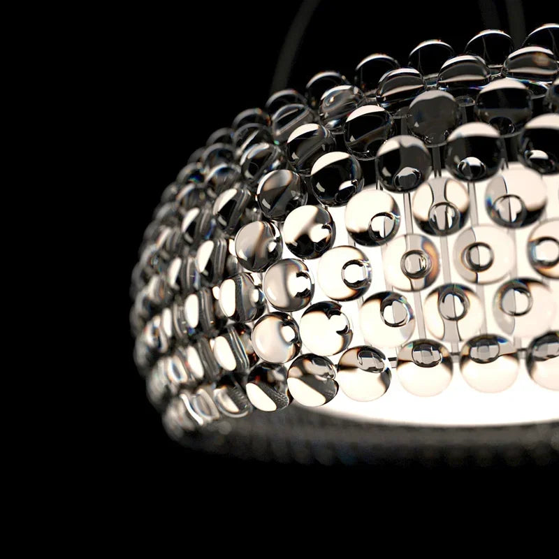 Axyaa Acrylic LED Pendant Chandelier Transparent Gold Floor Lamp
