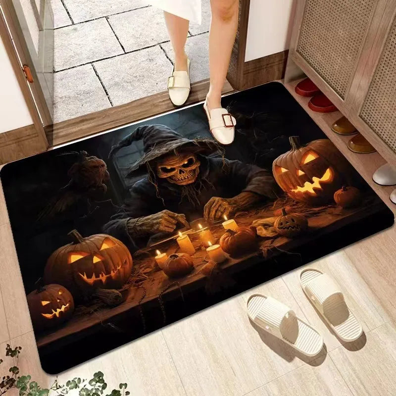 Axyaa Halloween Ghost Face Pumpkin Lantern Floor Mat