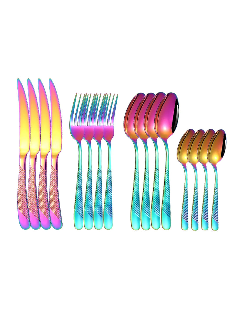 Axyaa 16-Piece Stainless Steel Cutlery Set - Knife Fork Spoon
