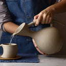Axya Ceramic Drinkware Set with Wooden Saucer for Cold Kettle Juice and Coffee