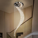Axyaa Luxury Spiral Crystal Chandelier, LED Modern Long Staircase Hanging Light Fixture for Home Decor