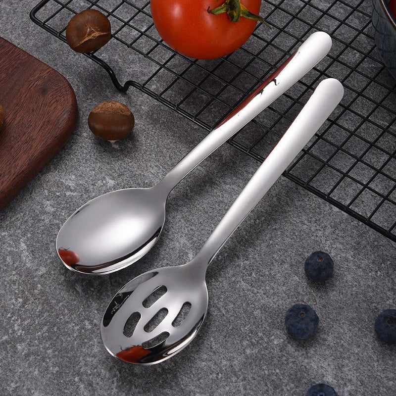 Axyaa Stainless Steel Long Handle Soup Spoon Colander Mixing Teaspoon Set