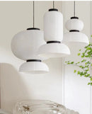 Axyaa White Handmade Paper Chandelier Pendant Lamp for Home and Restaurant
