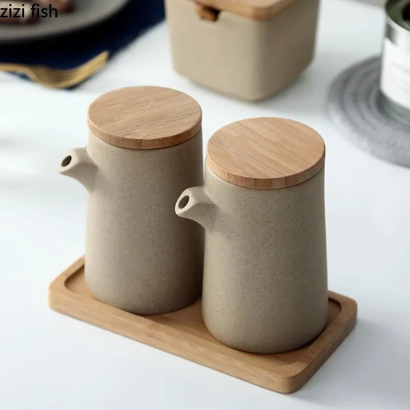 Axya Ceramic Soy Sauce Bottle Vinegar Pot Kitchen Storage Container