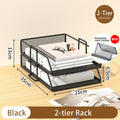 Axyaa Stackable Tray Desk Organizer & Holder for Paper Letter Accessories Black Office Home School