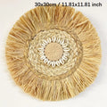 Axyaa Raffia Boho Wall Decor 30CM Round Handmade Tapestry