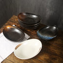 Axyaa Ceramic Ingot Bowl, Irregular Oval Salad Plate, Tableware Special-shaped Soup Plate