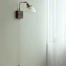 Axyaa Nordic Rotatable Wood LED Wall Sconce with Glass Shade & Pull Chain Switch