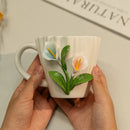 Axyaa Lily of The Valley 3D Relief Couple Coffee Cup Home Mug