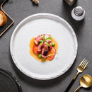 Axyaa Threaded Ceramic Flat Plate Set - Restaurant Steak Pasta Dessert Molecular Cooking.