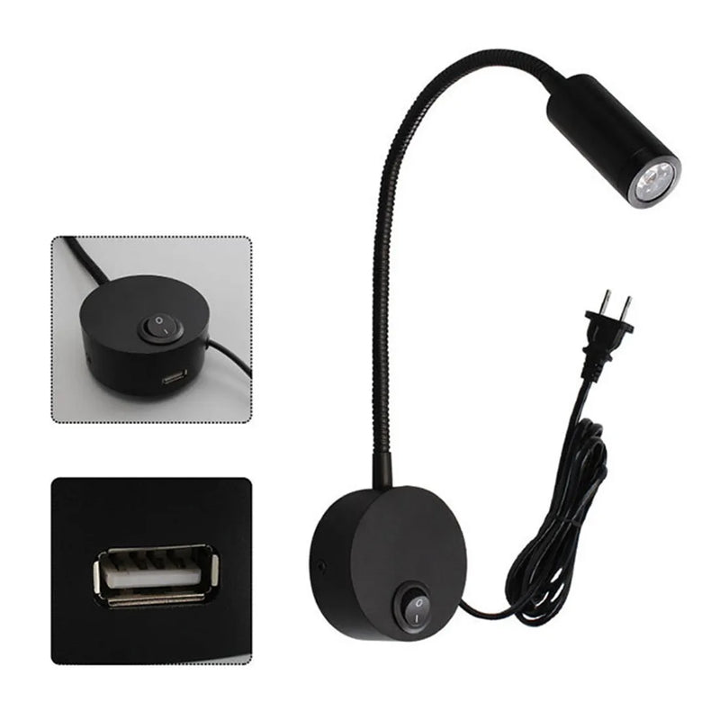 Axyaa Plug-in Wall Sconce with USB Charging Port and Switch