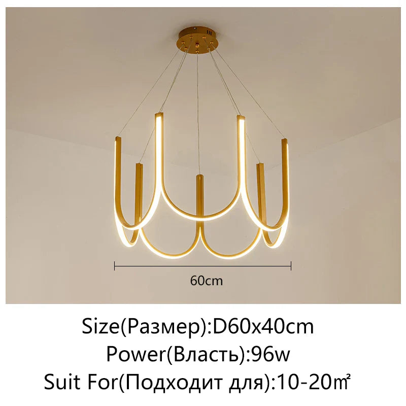 Axyaa Nordic LED Gold Chandelier for Luxury Home Decor Lighting