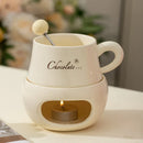 Axyaa Ceramic Cheese Chocolate Melting Mug with Fork, 280ml European Candle Cup