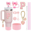 Axyaa Stanley Cup Accessories Set with Straw, Brush, Flower Charm, Stopper, and Boot.