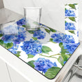 Axyaa Hydrangeas Watercolor Drying Mat: Non-Slip Absorbent Tableware Mat