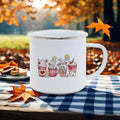 Axyaa Flamingo Pattern Enamel Mug Set for Camping and Picnic