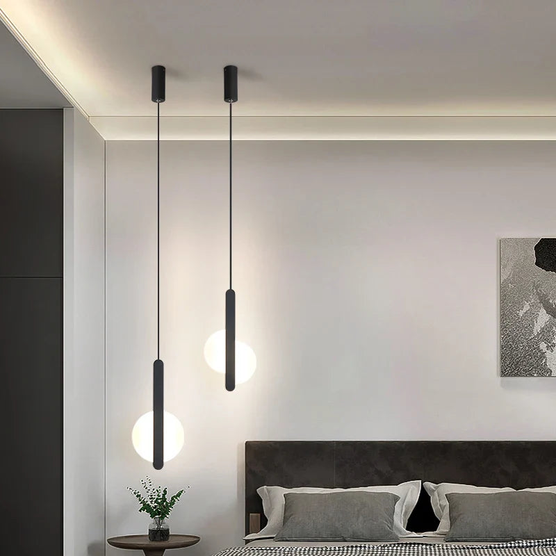 Axyaa Black LED Pendant Lamps Acrylic Sconces for Bedroom Kitchen Dining Table