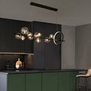 Axyaa Black Glass Ball Chandelier LED Pendant Lamps for Modern Home Decor