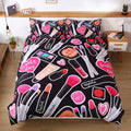 Axyaa Makeup Print Duvet Cover Set - All-Season Breathable Polyester Bedding