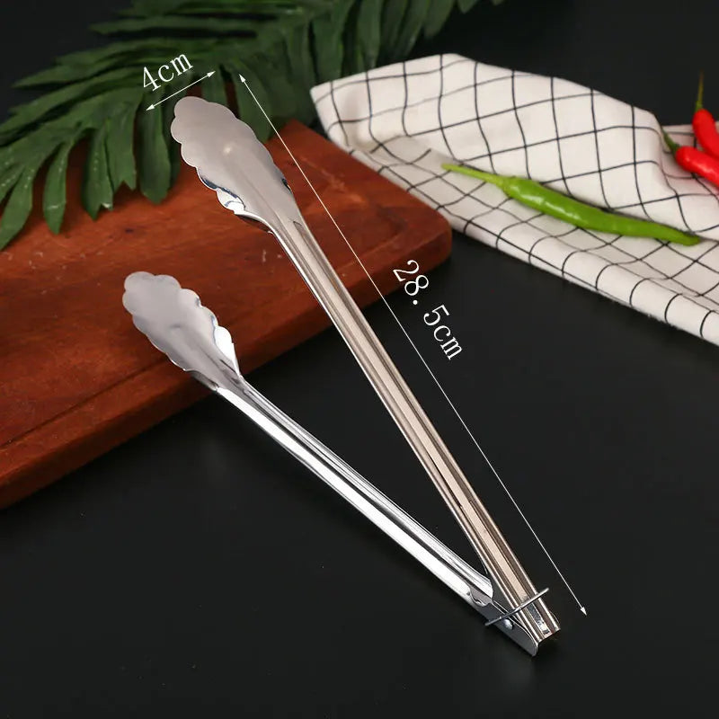 Axyaa Stainless Steel Food Tongs - Kitchen Buffet Clamp and Salad Steak BBQ Tool