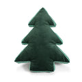 Axyaa Christmas Cushion Cover Snowflake Tree Green Red Checked Tassels