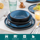 Axyaa 24-Piece Blue Dinnerware Set - Reactive Glaze, Dishwasher Safe