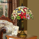 Axyaa Stained Glass LED Table Lamp - Mediterranean Baroque Style Bedroom Light